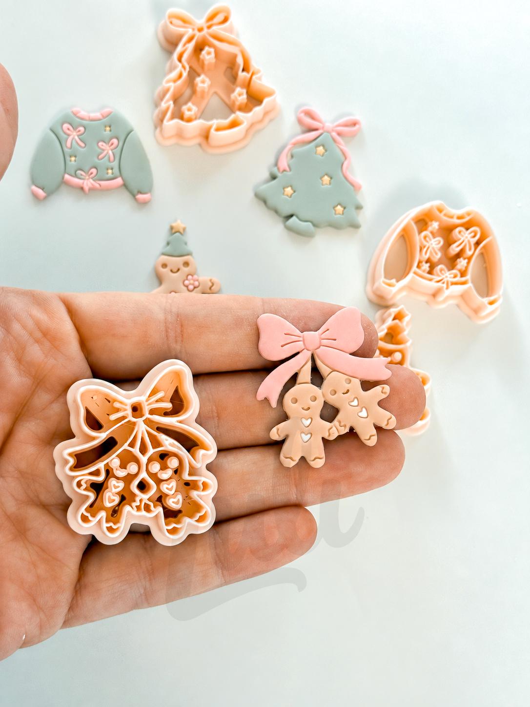 Preppy Christmas Cutter: Gingerbread Sweater Tree Set for Polymer Clay| Preppy Christmas