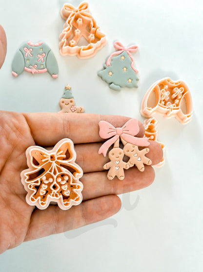 Preppy Christmas Cutter: Gingerbread Sweater Tree Set for Polymer Clay| Preppy Christmas