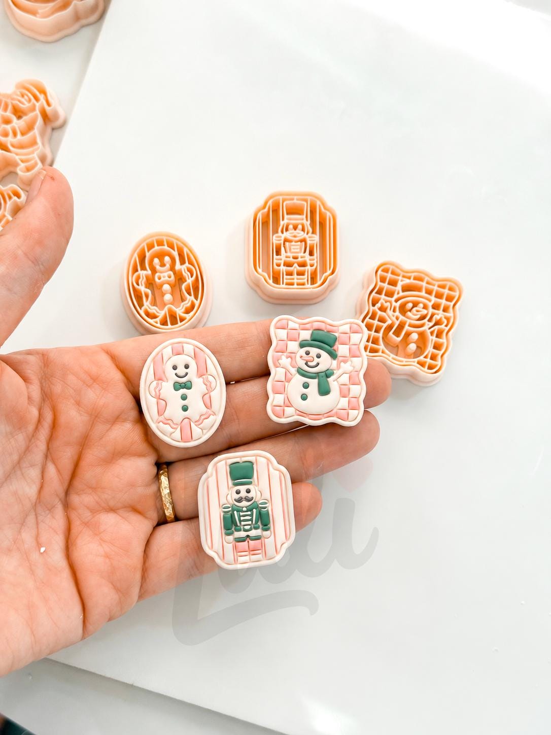 Framed Festive Set Cutters: Gingerbread Snowman Nutcracker Shapes for Polymer Clay| Preppy Christmas