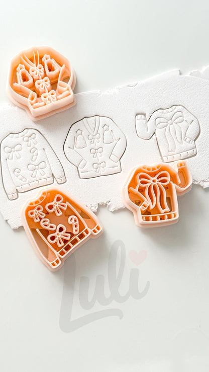 Christmas Sweaters Cutter: Festive Knitwear Motifs for Polymer Clay| Preppy Christmas