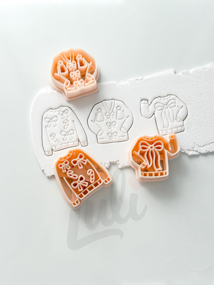 Christmas Sweaters Cutter: Festive Knitwear Motifs for Polymer Clay| Preppy Christmas