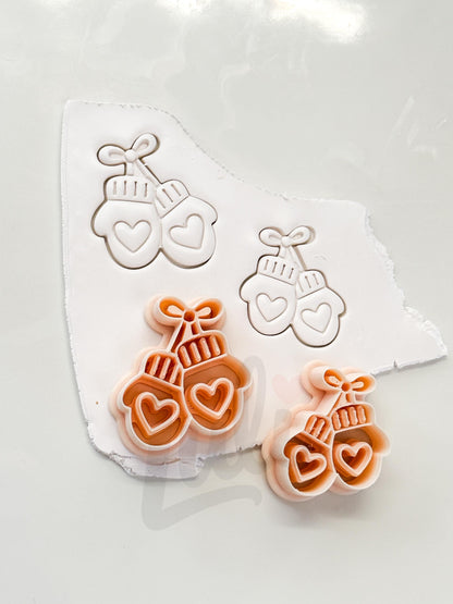 Winter Gloves Cutter: Bow Adorned Mitten Shapes for Polymer Clay| Preppy Christmas