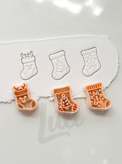 Winter Stocking Set Cutter: Festive Holiday Shapes for Polymer Clay| Preppy Christmas