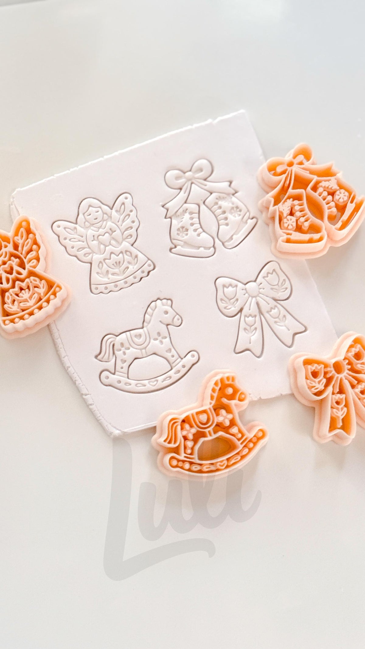 Merry Folk Cutters: Christmas Angel Bow Skates Horse for Polymer Clay| Preppy Christmas