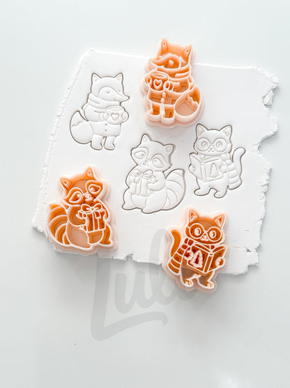 Whimsy Winter Friends Cutter: Fox and Raccoon Holiday Shapes for Polymer Clay| Preppy Christmas