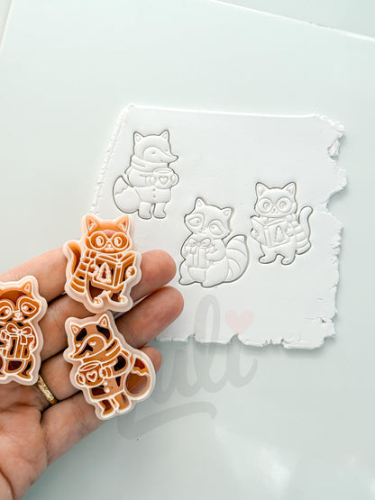 Whimsy Winter Friends Cutter: Fox and Raccoon Holiday Shapes for Polymer Clay| Preppy Christmas