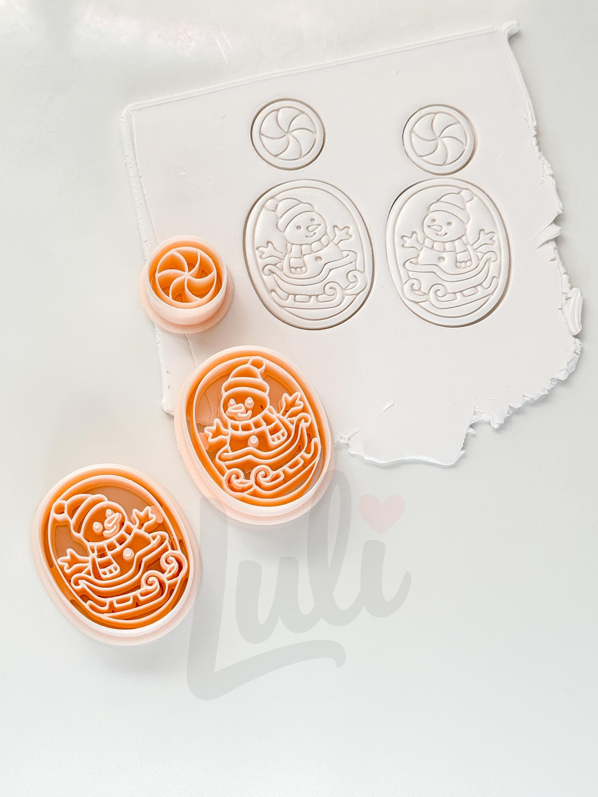 Jolly Sleigh Snowman Cutter: Winter Scene with Sledding Character for Polymer Clay| Preppy Christmas