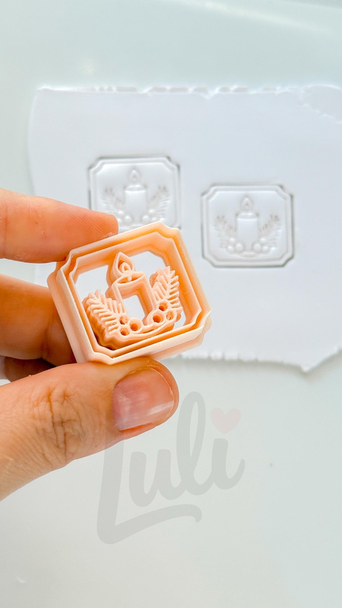 Merry Candle Cutter: Festive Botanical Frame for Polymer Clay| Preppy Christmas