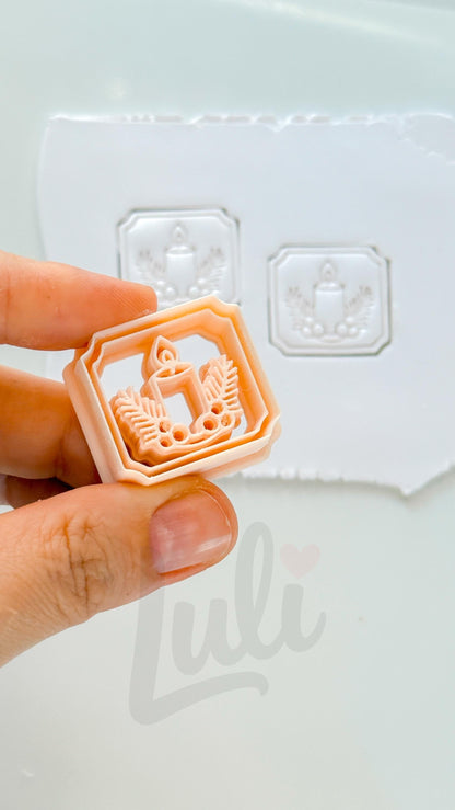 Merry Candle Cutter: Festive Botanical Frame for Polymer Clay| Preppy Christmas