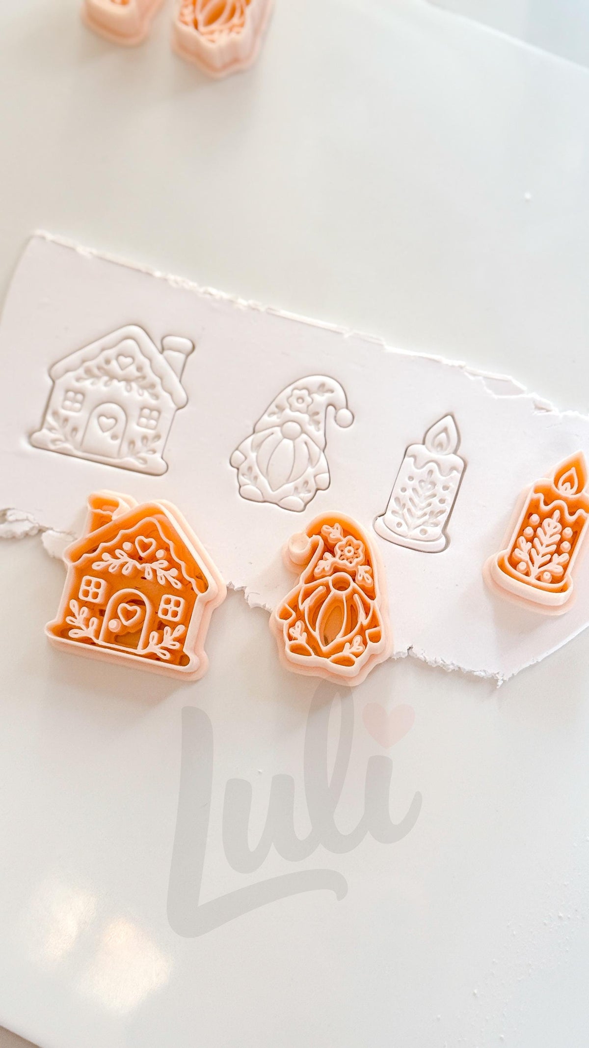 Winterfolk Cutter Set: Christmas Candle Gnome House Shapes for Polymer Clay| Preppy Christmas