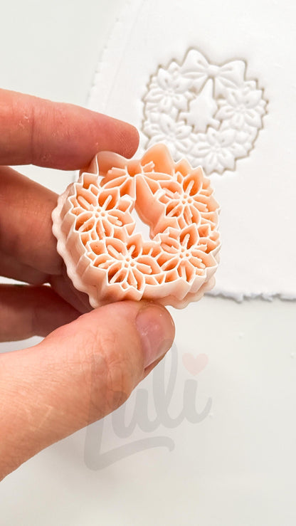 Poinsettia Wreath Cutter: Floral Christmas Ring Shape for Polymer Clay| Preppy Christmas