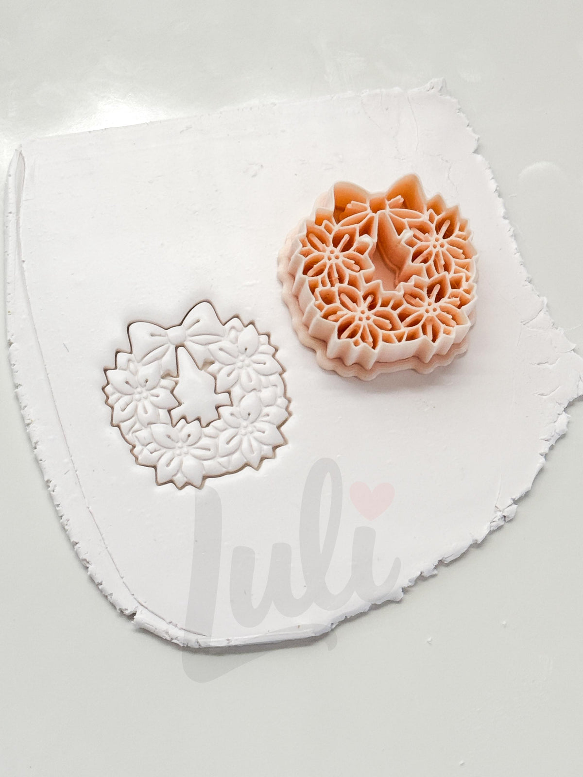 Poinsettia Wreath Cutter: Floral Christmas Ring Shape for Polymer Clay| Preppy Christmas