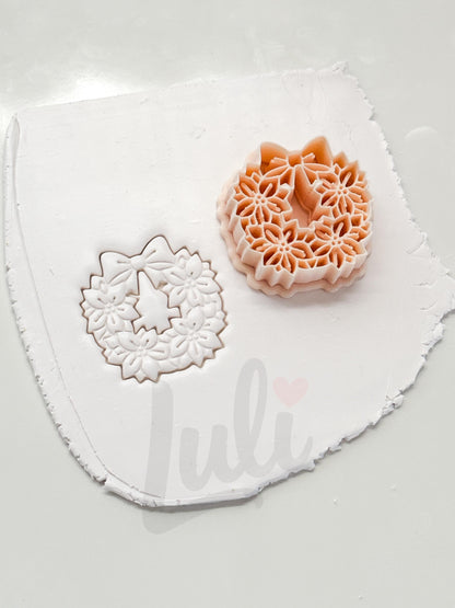 Poinsettia Wreath Cutter: Floral Christmas Ring Shape for Polymer Clay| Preppy Christmas