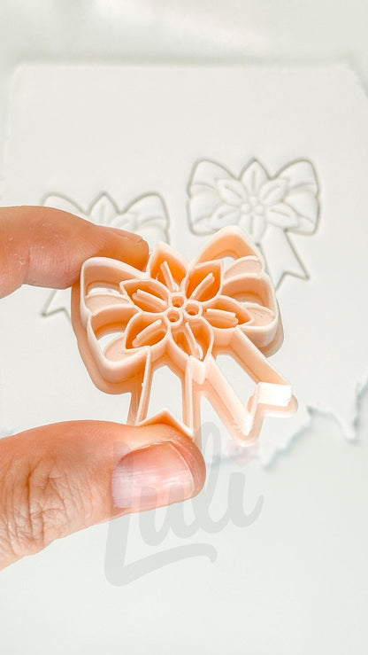 Poinsettia Bow Cutter: Floral Christmas Ribbon Shape for Polymer Clay| Preppy Christmas