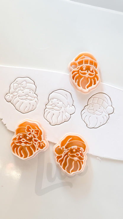 Preppy Santa Set Cutter: Festive Santa Portrait Shapes for Polymer Clay| Preppy Christmas