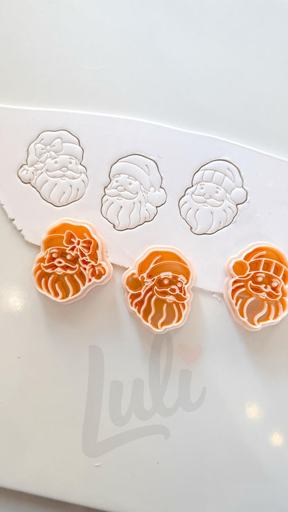 Preppy Santa Set Cutter: Festive Santa Portrait Shapes for Polymer Clay| Preppy Christmas