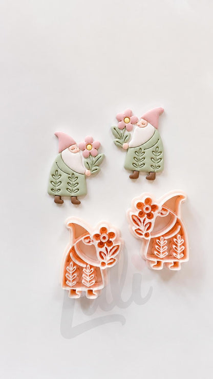 Whimsy Gnome Cutter: Floral Winter Character Shape for Polymer Clay| Preppy Christmas