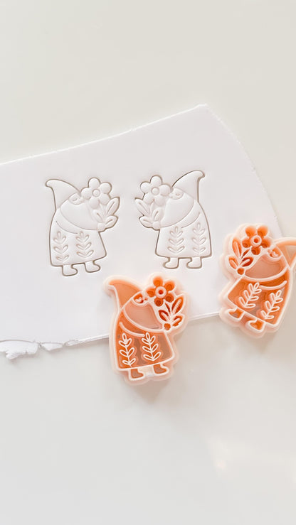 Whimsy Gnome Cutter: Floral Winter Character Shape for Polymer Clay| Preppy Christmas