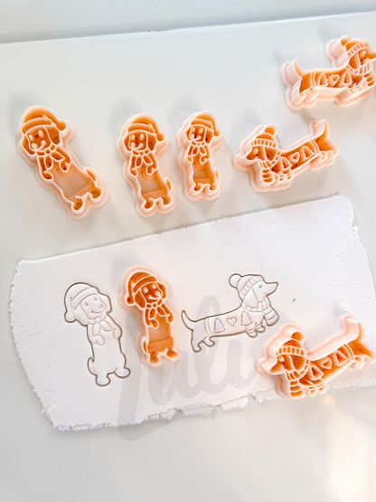 Christmas Pups Cutter: Festive Dog Shapes for Polymer Clay| Preppy Christmas