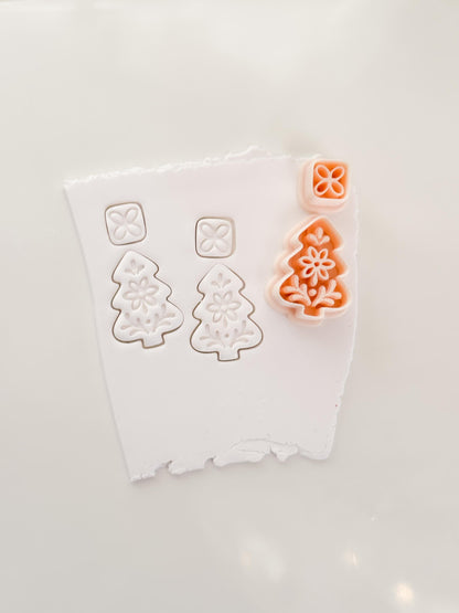 Folk Christmas Tree Cutter: Floral Holiday Shape for Polymer Clay| Preppy Christmas