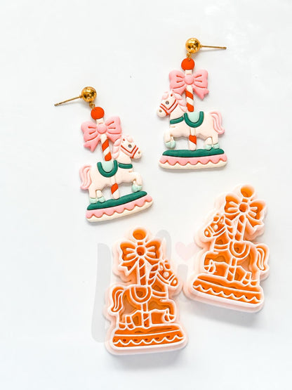 Christmas Carousel Horse Cutter: Festive Fairground Shape for Polymer Clay| Preppy Christmas