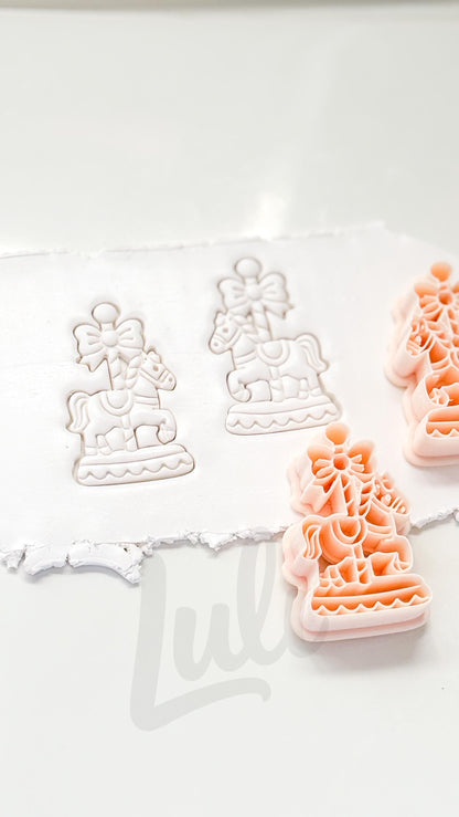Christmas Carousel Horse Cutter: Festive Fairground Shape for Polymer Clay| Preppy Christmas