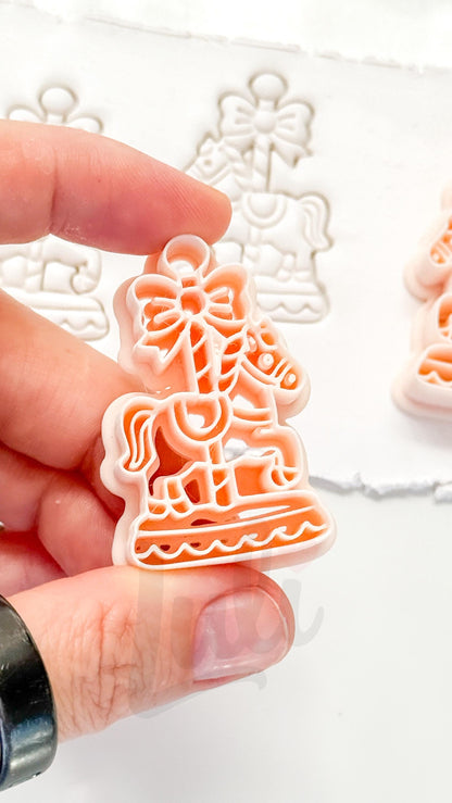 Christmas Carousel Horse Cutter: Festive Fairground Shape for Polymer Clay| Preppy Christmas
