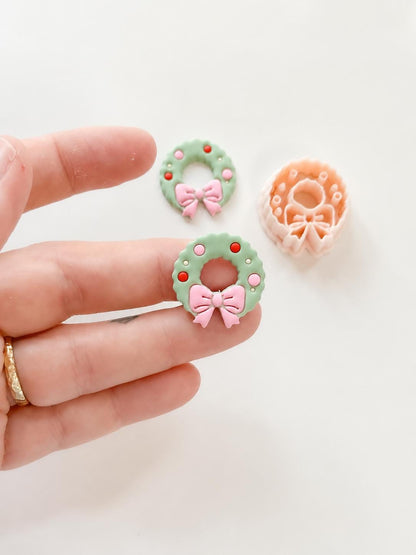 Merry Bow Wreath Cutter: Christmas Ornament Shape for Polymer Clay| Preppy Christmas