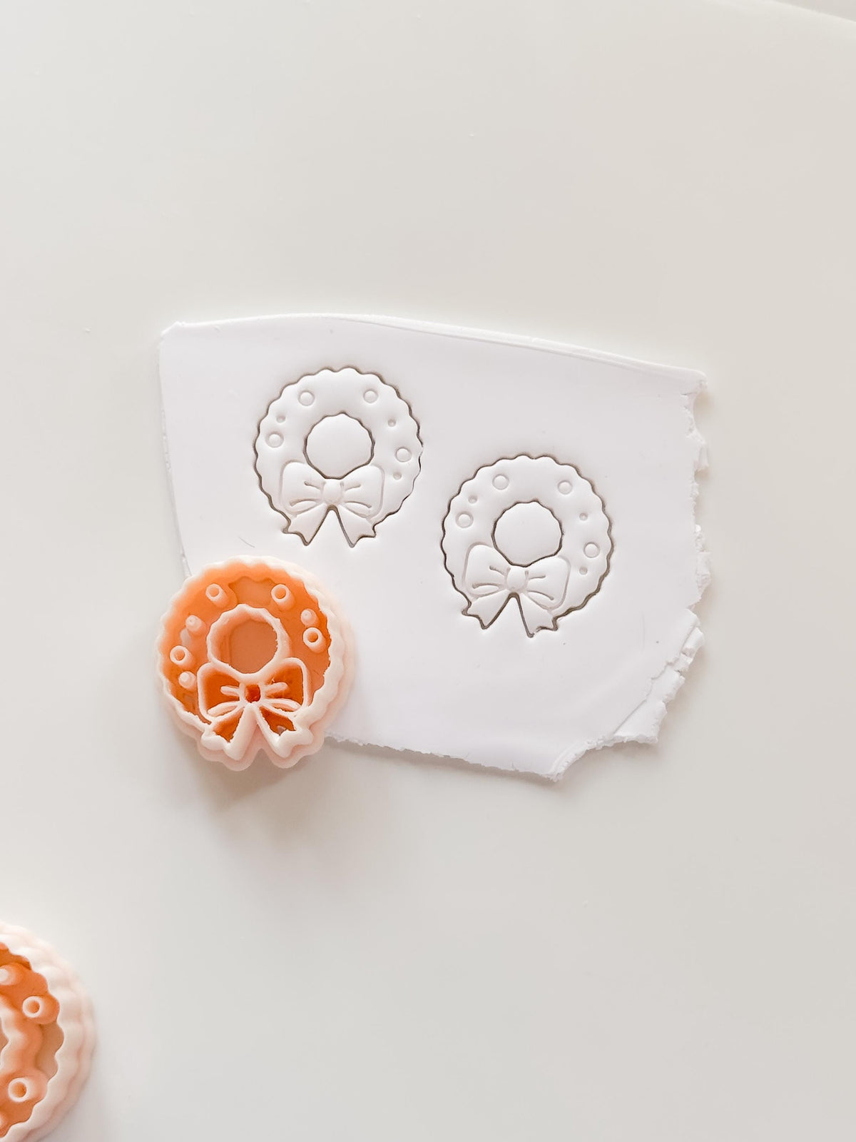 Merry Bow Wreath Cutter: Christmas Ornament Shape for Polymer Clay| Preppy Christmas