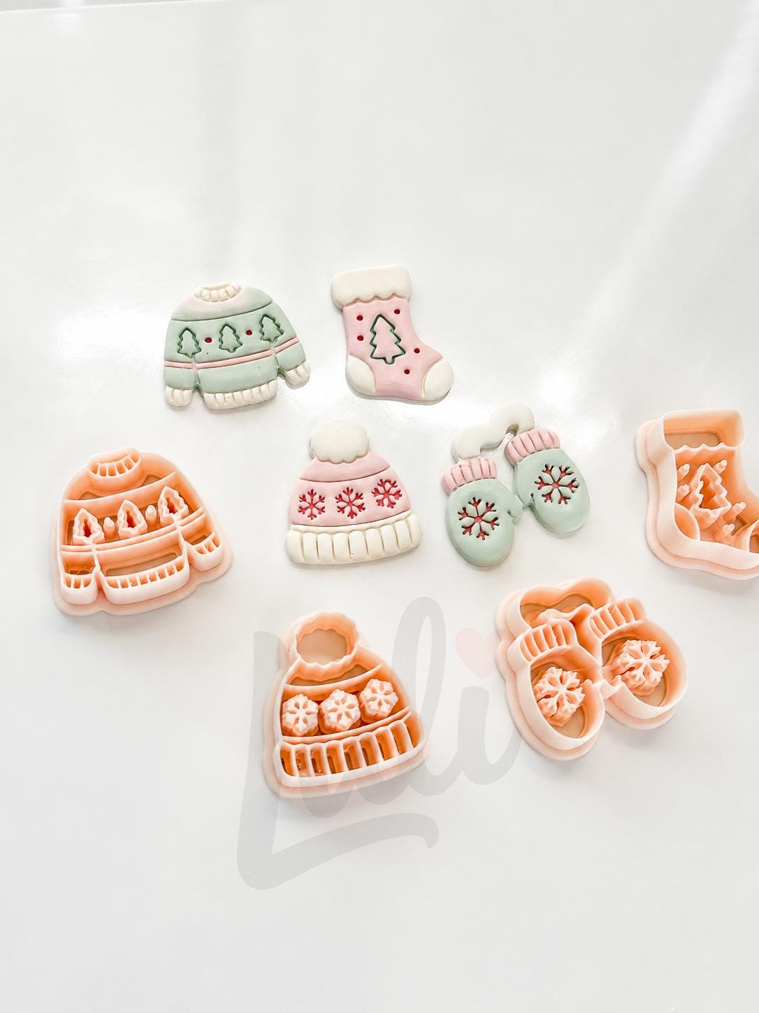 Cozy Winter Cloth Cutters: Beanie Mitten Sock Sweater Shapes for Polymer Clay| Preppy Christmas