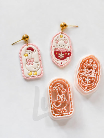 Christmas Duck and Mouse Cameo Cutter: Festive Animal Shapes for Polymer Clay| Preppy Christmas