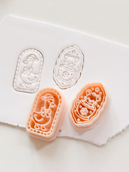 Christmas Duck and Mouse Cameo Cutter: Festive Animal Shapes for Polymer Clay| Preppy Christmas