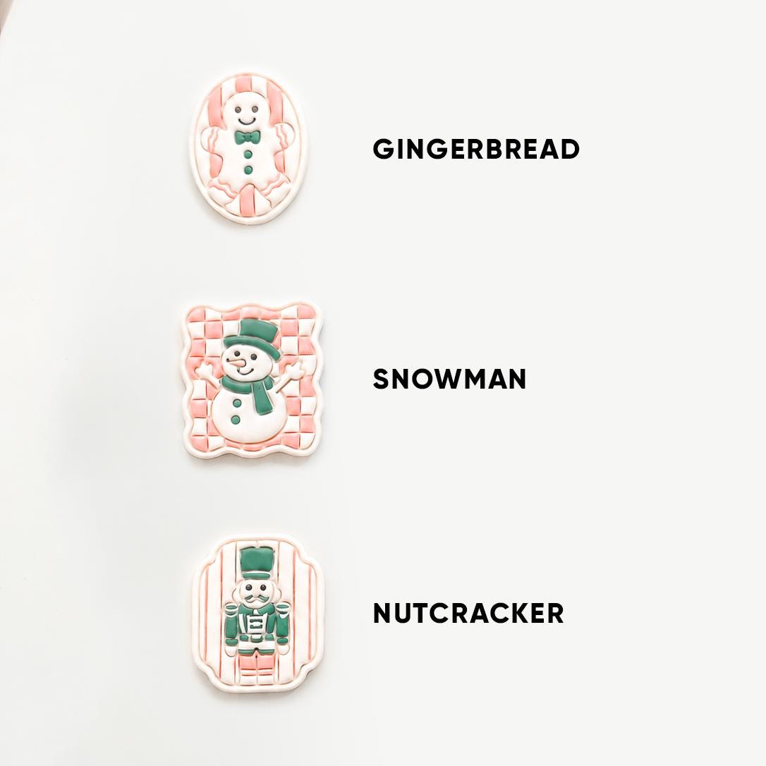 Framed Festive Set Cutters: Gingerbread Snowman Nutcracker Shapes for Polymer Clay| Preppy Christmas
