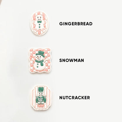 Framed Festive Set Cutters: Gingerbread Snowman Nutcracker Shapes for Polymer Clay| Preppy Christmas