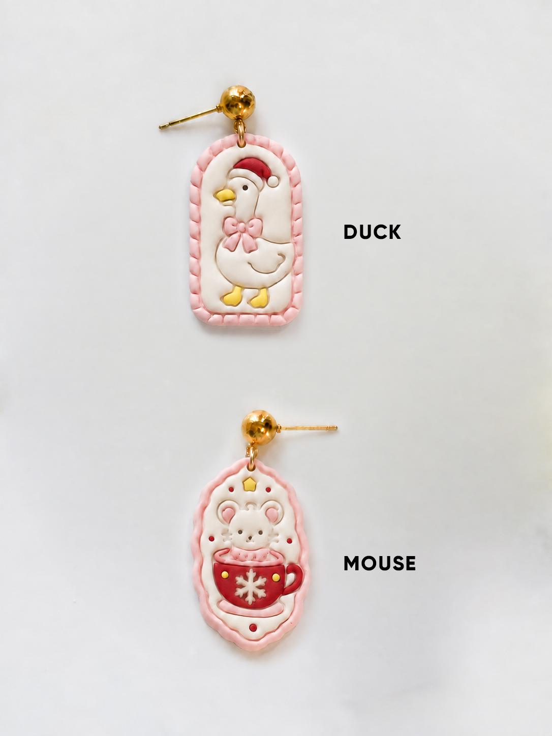 Christmas Duck and Mouse Cameo Cutter: Festive Animal Shapes for Polymer Clay| Preppy Christmas