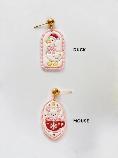 Christmas Duck and Mouse Cameo Cutter: Festive Animal Shapes for Polymer Clay| Preppy Christmas