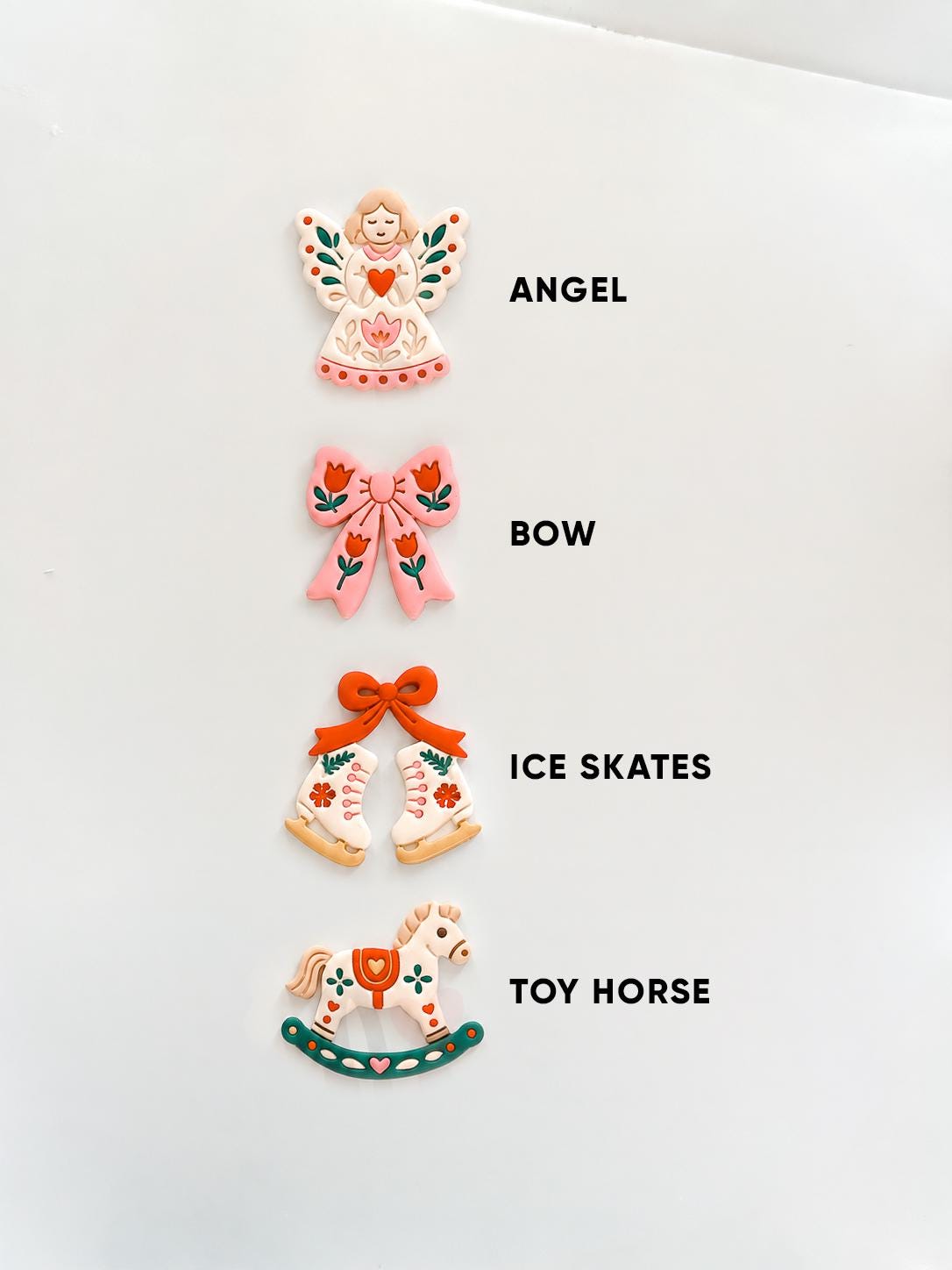 Merry Folk Cutters: Christmas Angel Bow Skates Horse for Polymer Clay| Preppy Christmas