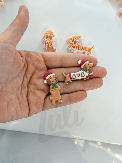 Christmas Pups Cutter: Festive Dog Shapes for Polymer Clay| Preppy Christmas