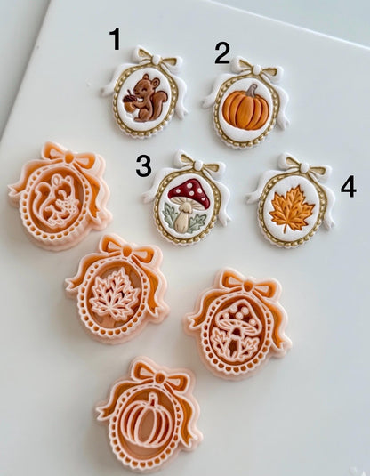 Autumn Bow Charms Cutter: Fall Cameo Earring Shapes for Polymer Clay