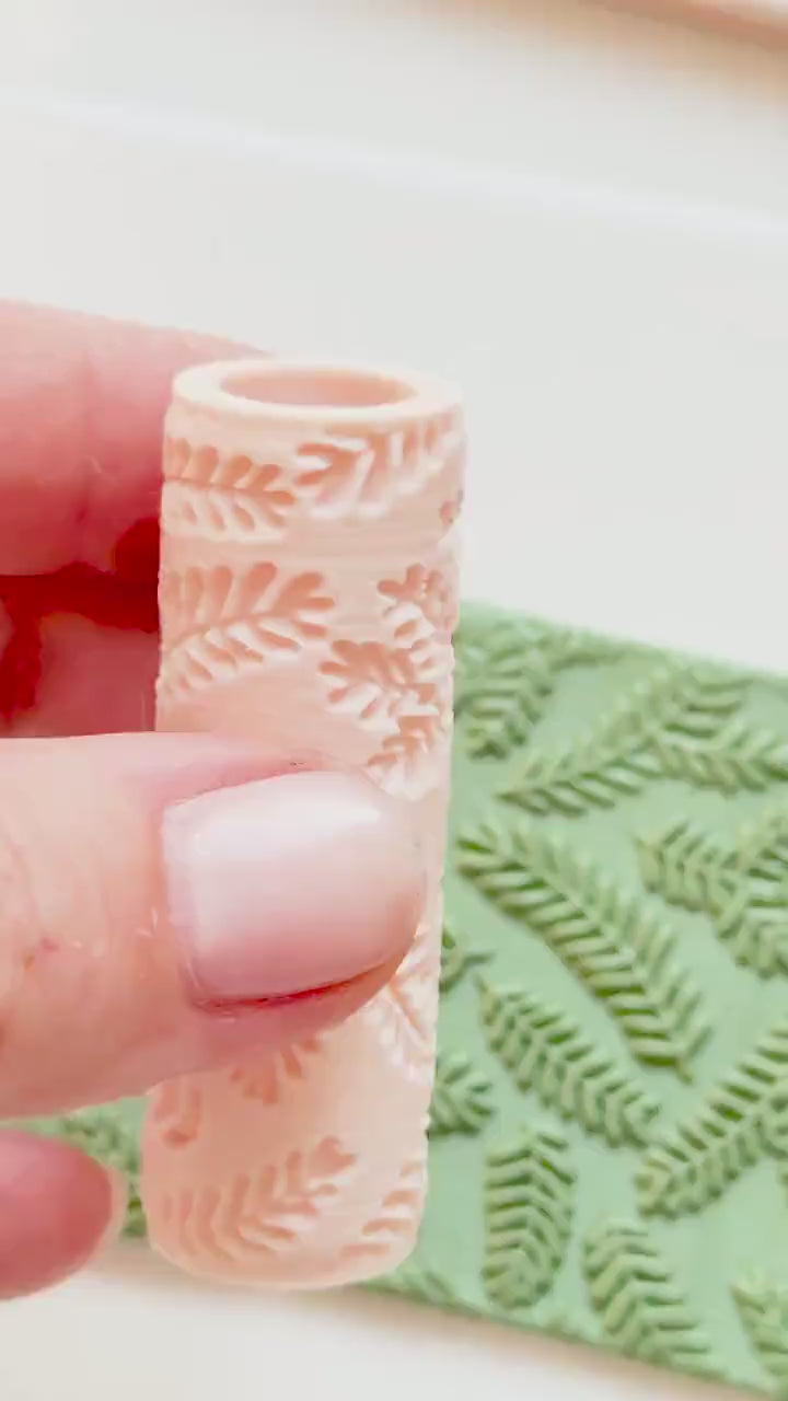 Fern Embossing Roller – Leaf Pattern Polymer Clay Embossing Tool