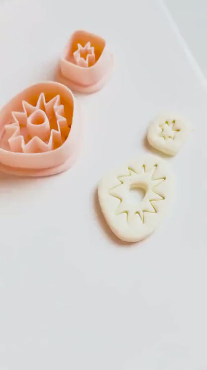 Sunburst Polymer Clay Earring Cutters: Abstract Layered Shapes