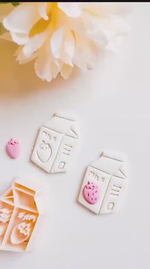 Strawberry Milk Carton Clay Cutter  Layered Micro Strawberry Add-on