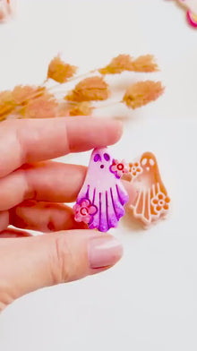 Floral Ghost Polymer Clay Cutter: Kawaii Halloween Earring Mold