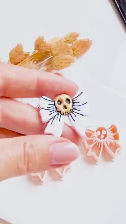 Skull Bow Cutter: Gothic Polymer Clay Jewelry Mold - Halloween Craft
