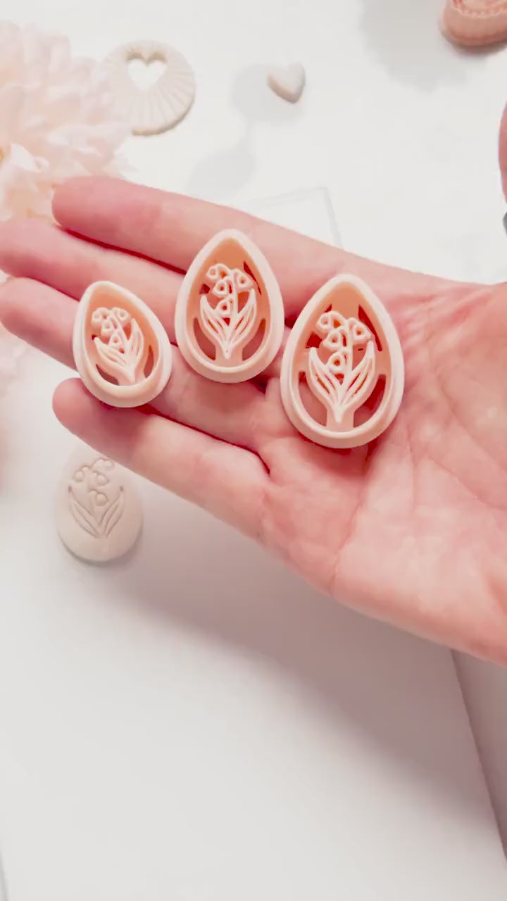 Honey Lilly Teardrop Clay Cutter: Lily of the Valley Botanical Detail