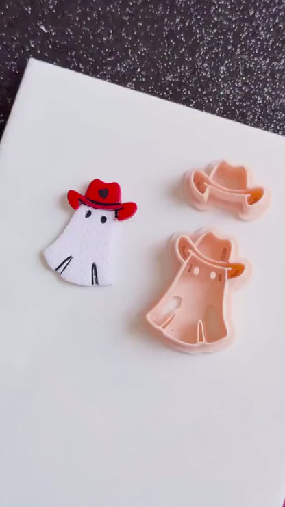 Cowboy Ghost Polymer Clay Cutter Set: Western Halloween Earring Mold