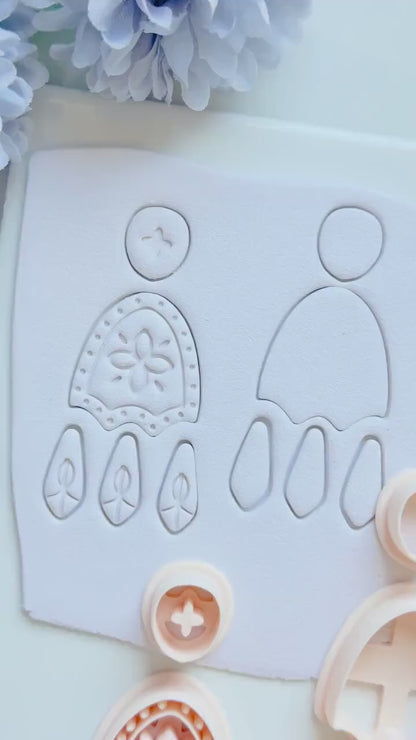 Folkbloom Clay Cutter Set: Floral and Plain Arch Duo